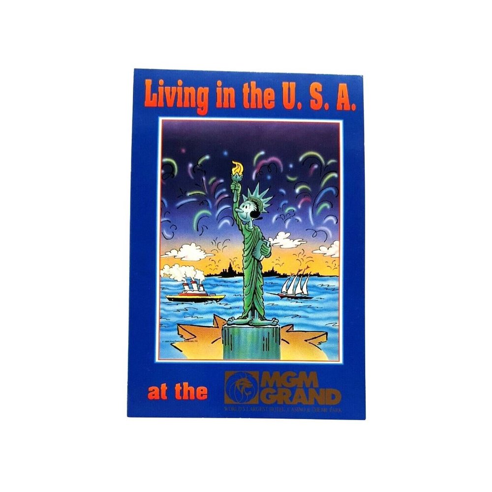 Olive Oyl MGM Grand Postcard Collectors Series 012 Vintage 1993 Statue Liberty